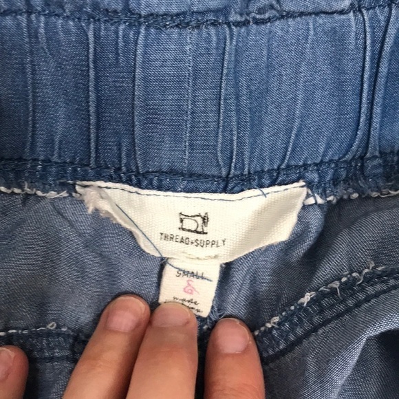 Thread & Supply High Waisted Blue Tie Shorts - Picture 3 of 8